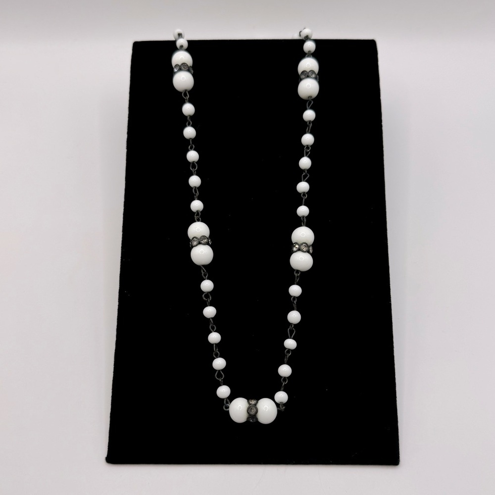 VINTAGE Glass & Crystal Beaded Opera-Length Necklace